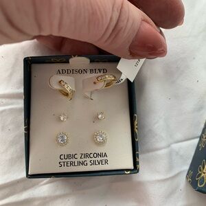 Addison Bay Gold-Tone Cubic Zirconia Earring Set - White/Gold